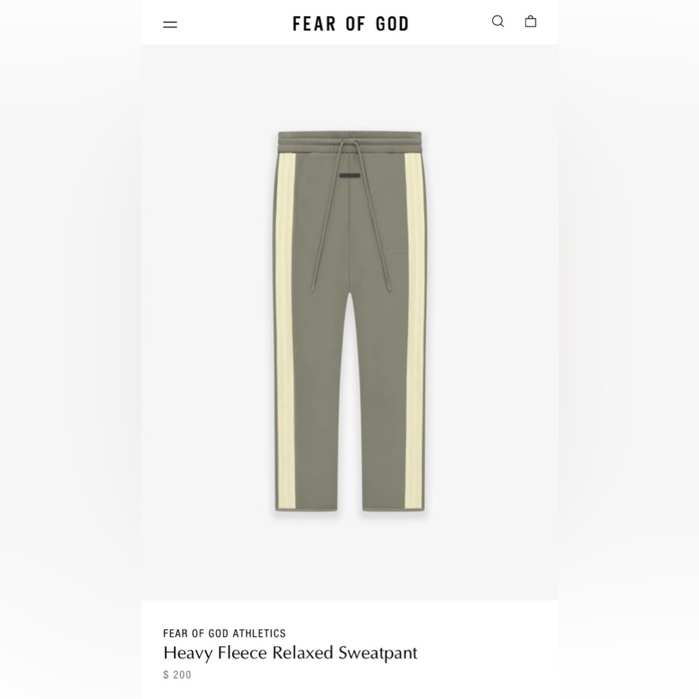 Men’s Size Small (29-30” Waist) Fear Of God Athletics X Adidas Sweatpants Clay - Picture 3 of 17